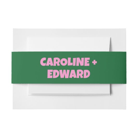 Bandeau De Faire-part Super Gras Vert Rose Rouge Funky Mariage (Devant Example)