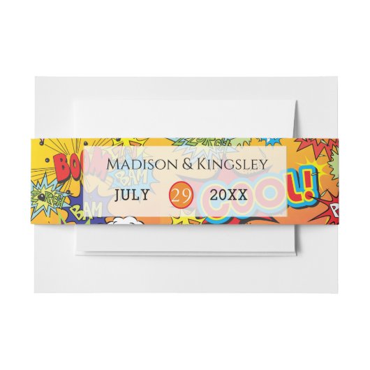 BANDEAU DE FAIRE-PART SUPERHERO MARIAGE DE LIVRE COMIQUE (Devant Example)