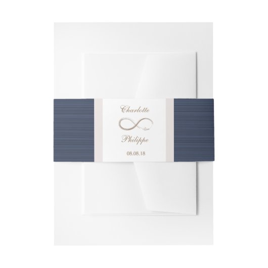 Bandeau De Faire-part Symbole d'infini rayures bleues or blanc Mariage E (Devant example)