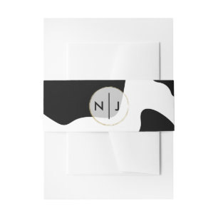 Bandeau De Faire-part Taches de vache Moo Impression Mariage Noir & Blan