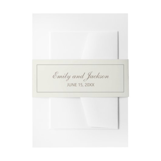 Bandeau De Faire-part Tan Cream moderne Script Mariage Bande de ventre (Devant example)