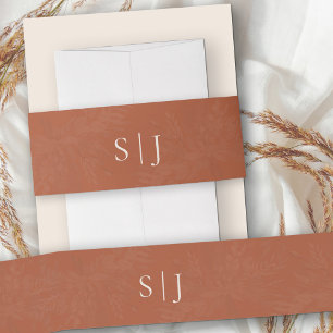 Bandeau De Faire-part Terracotta Crème Monogrammé Simple