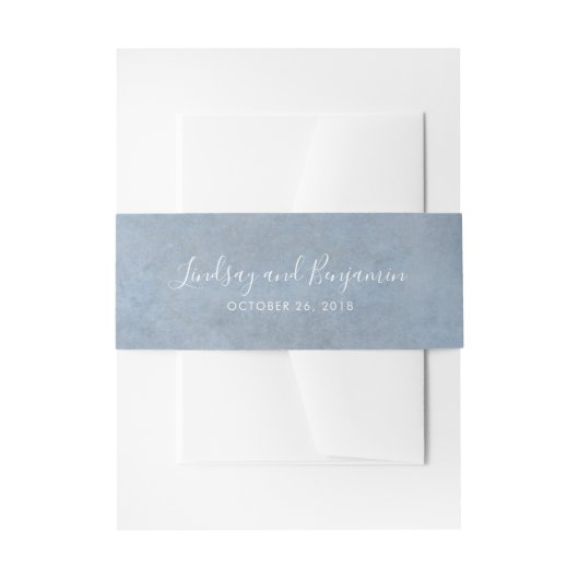 Bandeau De Faire-part Texture Moderne Mariage Bleu Poussiéreux (Devant example)