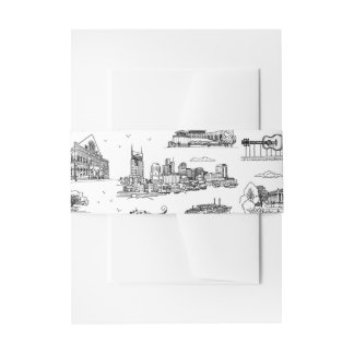 Bandeau De Faire-part Toile de Nashville Noir et Blanc