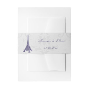 Bandeau De Faire-part Tour Eiffel Mariage damassé violet