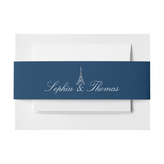 Bandeau De Faire-part Tour Eiffel Monogram Marine Mariage d'argent (Devant Example)