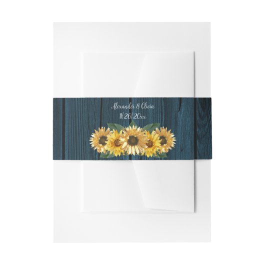 Bandeau De Faire-part Tournesol bleu rustique (Devant example)