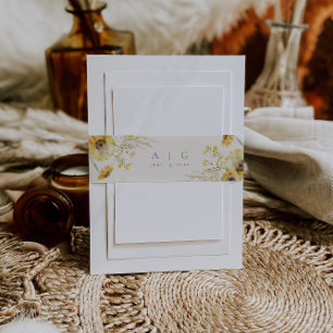 Bandeau De Faire-part Tournesol rustique à aquarelle minimale