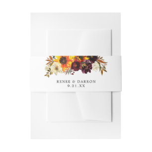 Bandeau De Faire-part Tournesol rustique, Bourgogne & Floral pourpre 3
