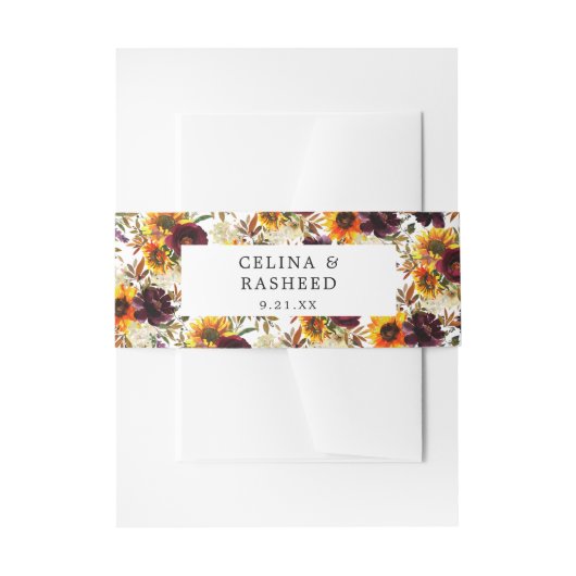 Bandeau De Faire-part Tournesol Rustique & Bourgogne, Floral Violet (Devant example)