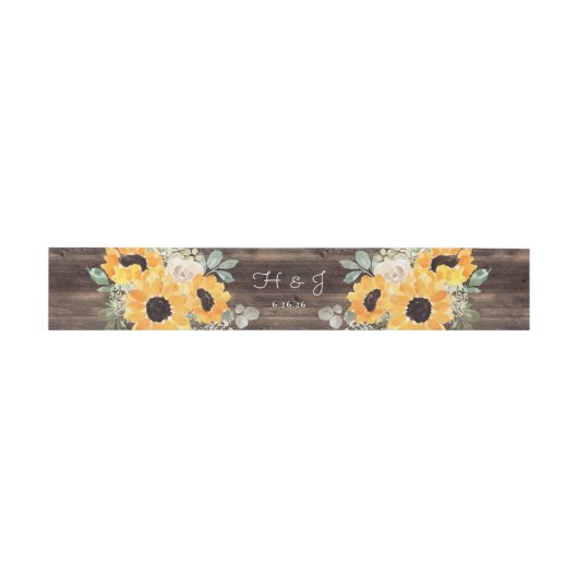 Bandeau De Faire-part Tournesol Rustique Grange Mariage en bois (Plat)