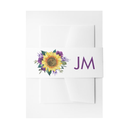 Bandeau De Faire-part Tournesol violet Rose Mariage Monogramme (Devant example)