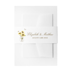 Bandeau De Faire-part Tournesols vintages sur le Mariage Mason Jar