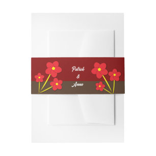 Bandeau De Faire-part Trio de fleurs rouges minimaliste Design