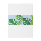 Bandeau De Faire-part Tropical Greenery Blue Background Wedding Invite (Dos Example)
