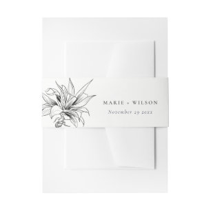 Bandeau De Faire-part Tropical Rustic Palms noir blanc Mariage croquis