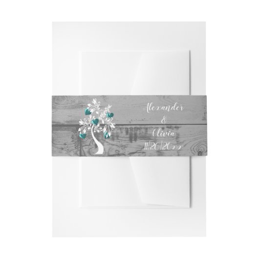 Bandeau De Faire-part Turquoise Arbre des Coeurs Mariage Inviter Belly B (Devant example)