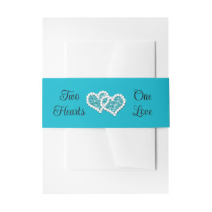 Bandeau De Faire-part Turquoise Deux Coeurs, Un Amour