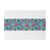 Bandeau De Faire-part Turquoise et motif rose de cube (Dos exemple)