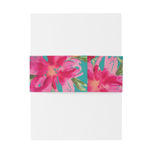 Bandeau De Faire-part Turquoise Fuchsia Floral Mariage (Dos Example)