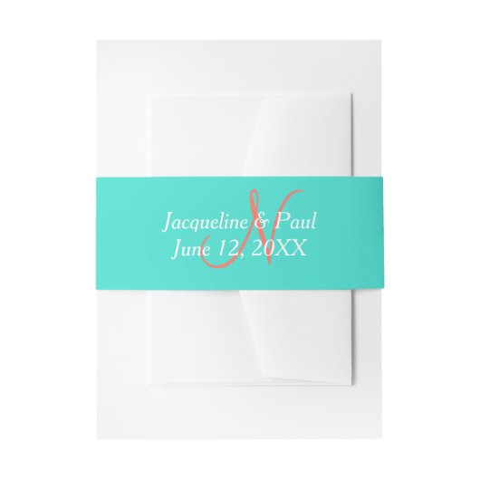 Bandeau De Faire-part Turquoise Monogramme (Devant example)