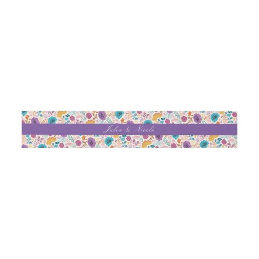Bandeau De Faire-part Turquoise Purple Jaune Fleurs de prairie de printe (Plat)
