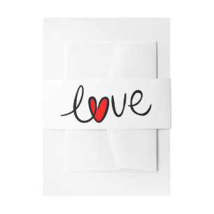 Bandeau De Faire-part Typographie de mariage Cœur noir et rouge Amour