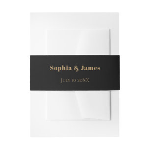Bandeau De Faire-part Typographie en gras Noir minimaliste or Mariage