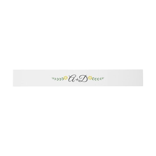Bandeau De Faire-part Typographie, fleurs jaunes et initiales mariage (Plat)