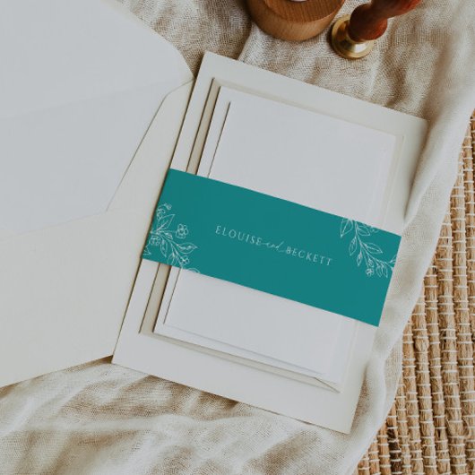 Bandeau De Faire-part Typographie Turquoise mariage floral Inviter Bande