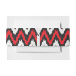 Bandeau De Faire-part un motif en zigzag rouge et noir sur fond blanc