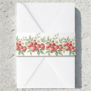 Bandeau De Faire-part Une fraise douce et sucrée en fleurs