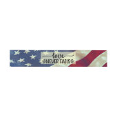 Bandeau De Faire-part USA Flag Love n'échoue jamais Mariage Bible Verse (Plat)