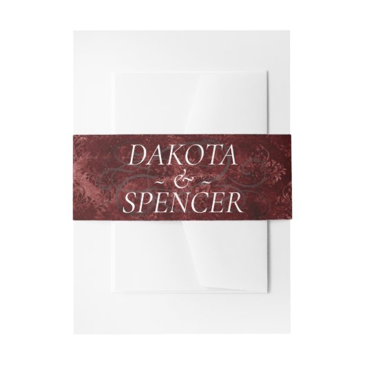 Bandeau De Faire-part Velvety Damask | Baroque Crimson Red Grunge (Devant example)