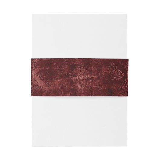 Bandeau De Faire-part Velvety Damask | Baroque Crimson Red Grunge (Dos Example)