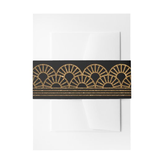 Bandeau De Faire-part Ventilateur Gold Art Déco Invitation Black Belly B (Devant example)