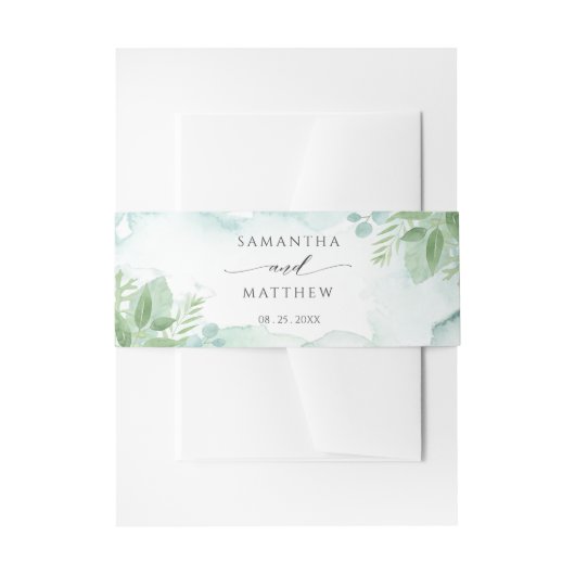 Bandeau De Faire-part Verdure avec Mariage Aquarelle bleu et vert (Devant example)