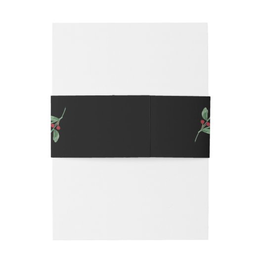 Bandeau De Faire-part Vert doré sur noir | Mariage de Noël (Dos Example)