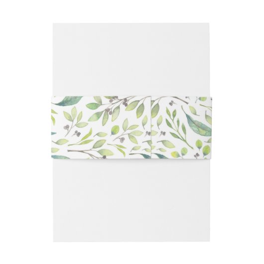 Bandeau De Faire-part Vert feuilles | Monogrammes Mariage Aquarelle tend (Dos Example)