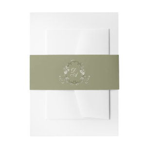 Bandeau De Faire-part Vert sauge Floral Vintage Monogrammé