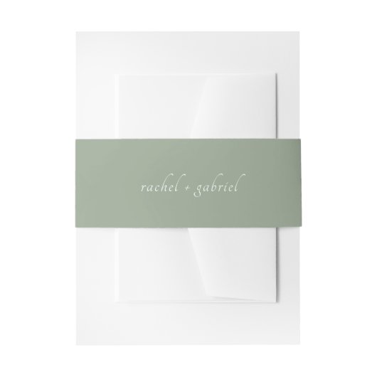 Bandeau De Faire-part Vert sauge | Mariage chic simple script (Devant example)