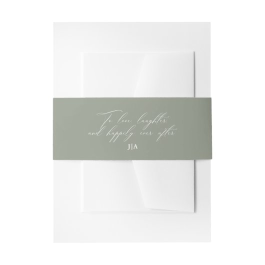 Bandeau De Faire-part Vert unique pour aimer rire Mariage Monogramme (Devant example)