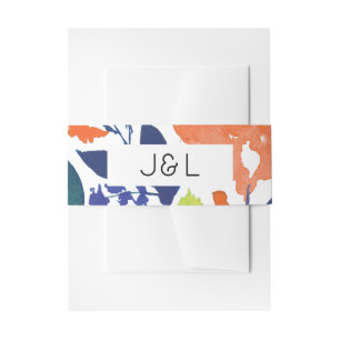 Bandeau De Faire-part Vibrant Floral Blossom nvitation Bande de ventre