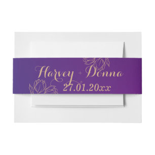Bandeau De Faire-part Vibrant Magenta Purple avec Mariage floral