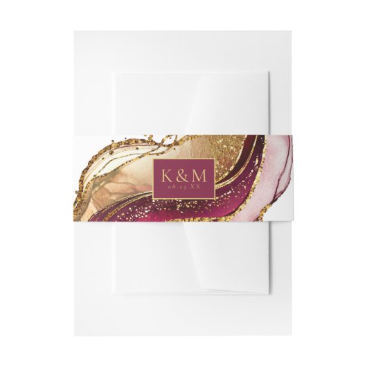 Bandeau De Faire-part Vin rouge Mariage Abstrait Sparkling ID1018 (Devant example)