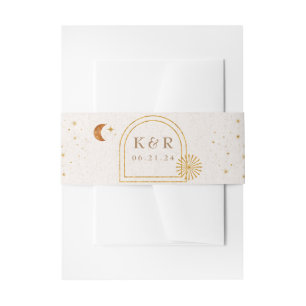 Bandeau De Faire-part Vintage Céleste Lune Étoiles Mariage Belly Band