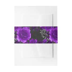 Bandeau De Faire-part Vintage floral pourpre et noir