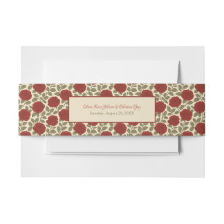 Bandeau De Faire-part Vintage Floral Rose rouge Mariage romantique