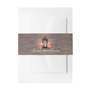 Bandeau De Faire-part Vintage Lanterne Rustique Mariage de grange en boi