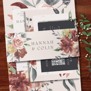 Bandeau De Faire-part Vintage Marsala Blush Pewal Floral